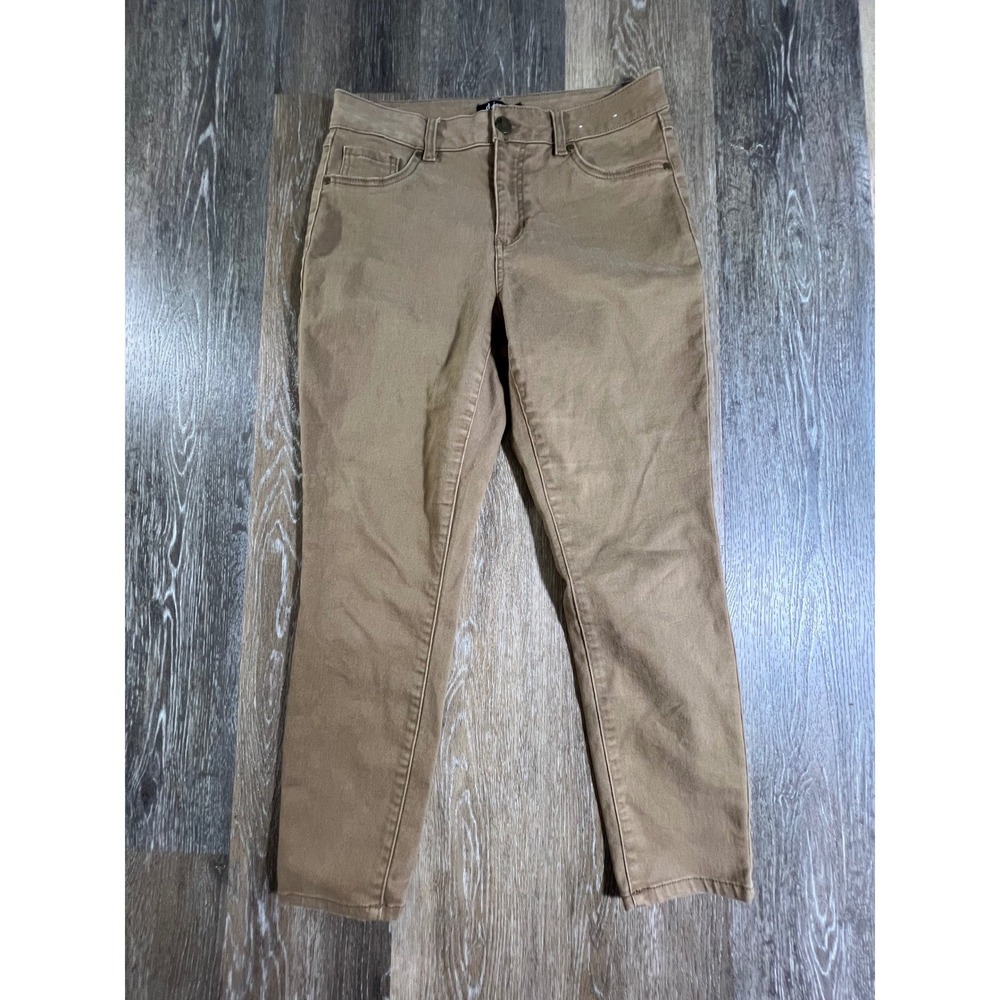 d.jeans Slim Straight Pants Women 10 Tan Khaki Stretch Mid Rise Casual